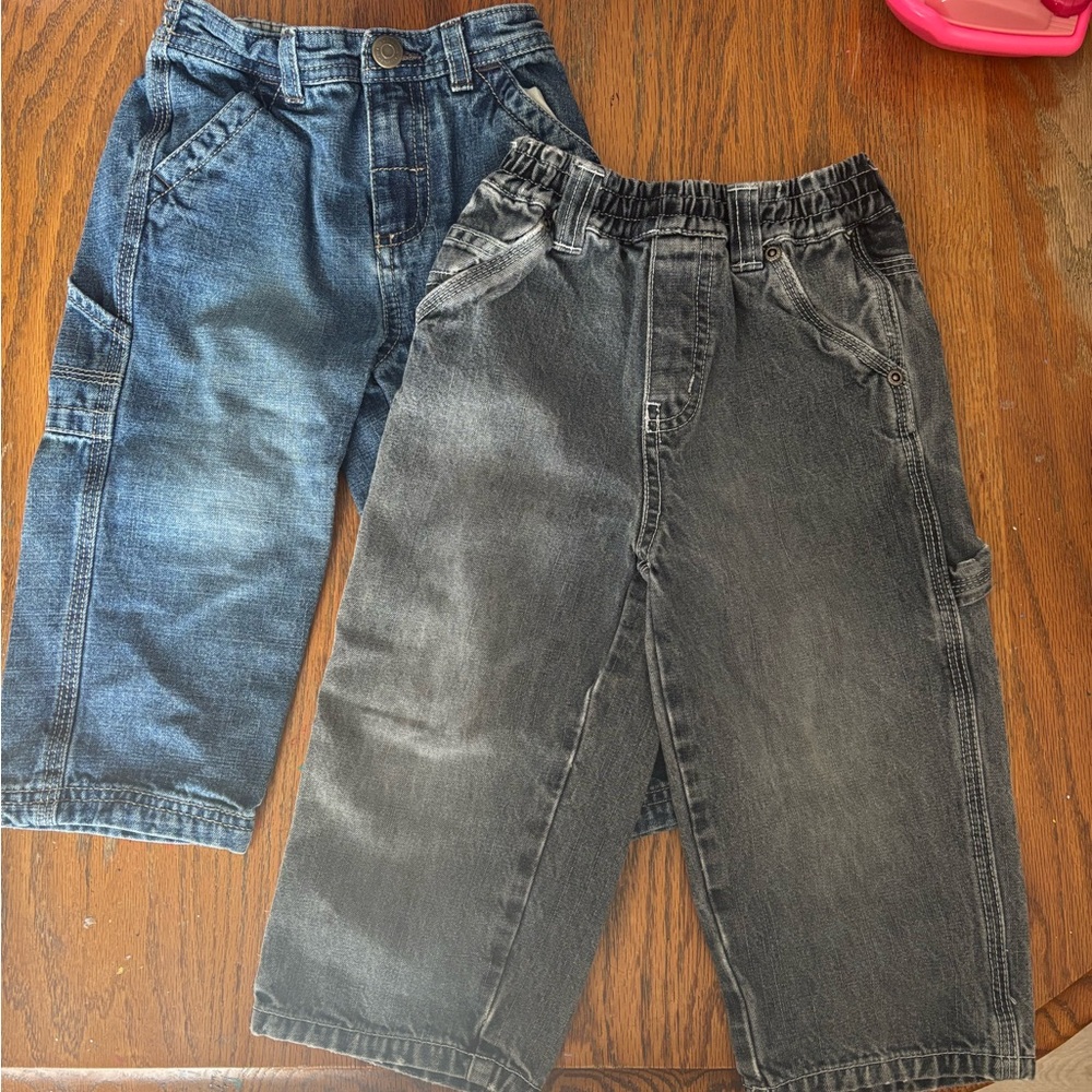 Kids' Elastic-Waist Denim Pants - Blue and Black